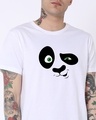 Shop Crazy Panda Half Sleeve LonglineT-Shirt White-Front