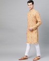 Shop Cream & Brown Printed Straight KurtaWith pyjama-Design