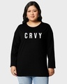 Shop Crvy Full Sleeves Printed T-Shirt Plus Size-Front