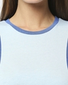 Shop Crystal Blue Melange-Baleine Blue Side Panel Half Sleeves T-Shirt