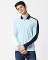 Shop Crystal Blue Shoulder Sleeve Cut & Sew Polo-Front