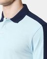 Shop Crystal Blue Shoulder Sleeve Cut & Sew Polo