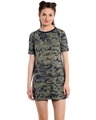 Shop Women's Green Abstract Regular Fit Dress-Front