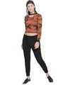 Shop Women's Brown Abstract Slim Fit T-shirt