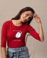 Shop Cup Of Care Round Neck 3/4th Sleeve T-Shirt Bold Red-Front
