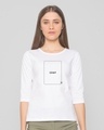 Shop Cut The Crap Round Neck 3/4 Sleeve T-Shirt White-Front
