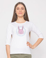 Shop Cute Bunny Round Neck 3/4th Sleeve T-Shirt-Front