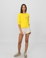 Shop Cute Heart Pocket 3/4th Sleeve Slim Fit T-Shirt Pineapple Yellow-Full