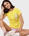 Shop Women's Yellow Cute Heart Graphic Printed Slim Fit T-shirt-Front