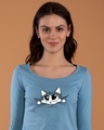 Shop Cute Peeking Cat Scoop Neck Full Sleeve T-Shirt-Front
