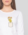Shop Cute Tweety Pocket Round Neck 3/4 Sleeve T-Shirt (LTL) White-Front