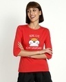 Shop Women's Red Cuteness Superpower 3/4th Sleeve Graphic Printed Slim Fit T-shirt-Front