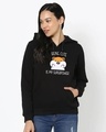 Shop Women's Black Being Cuteness Superpower Graphic Printed Hoodie-Front