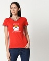Shop Cuteness Superpower Women's Printed V Neck Varsity Rib T-Shirt-Front