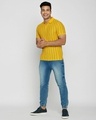 Shop Cyber Yellow Vertical Stripe Pique Polo T-Shirt-Full
