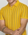 Shop Cyber Yellow Vertical Stripe Pique Polo T-Shirt