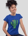 Shop Colorful Cactus Printed Round Neck Cotton T Shirt-Front