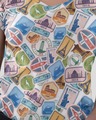Shop Travel Tags Printed V Neck Cotton T Shirt-Design