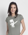 Shop Women's Grey Dab Marshmello Graphic Printed T-shirt-Front