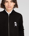 Shop Dab Panda Badge Zipper Bomber Jacket-Front