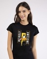 Shop Women's Black Daffy Awesome Graphic Printed Slim Fit T-shirt-Front