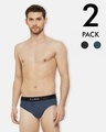 Shop Pack of 2 Men's Dario Solid Micro Modal Black And Blue Brief-Front