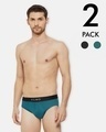 Shop Pack of 2 Men's Dario Solid Micro Modal Black And Green Brief-Front