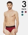 Shop Pack of 3 Men's Dario Solid Micro Modal Blue, Green And Red Brief-Front