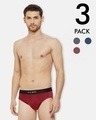 Shop Pack of 3 Men's Dario Solid Micro Modal Grey, Blue And Red Brief-Front