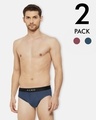Shop Dario Solid Micro Modal Maroon And Blue Men's Brief (Pack Of 2)-Front