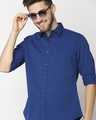 Shop Dark Blue Casual Over Dyed Shirt-Front