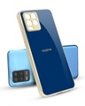 Shop Dark Blue Gold Logo Metallic Gold Premium Glass Case for Realme 8-Front