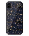 Shop Dark Blue Marble Premium Prined Glass Covers for Apple Iphone XS (Shock Proof, Scratch Resistant)-Front