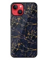 Shop Dark Blue Marble Premium Printed Glass Cover for Apple iPhone 14 (Shock Proof, Scratch Resistant)-Front
