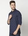 Shop Dark Blue Poplin Print Shirt-Design