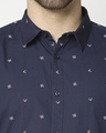 Shop Dark Blue Poplin Print Shirt
