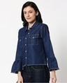 Shop Women's Blue Relaxed Fit Denim Jacket-Design