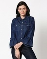 Shop Women's Blue Relaxed Fit Denim Jacket