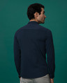 Shop Dark Blue Slim Fit Stretchable Knitted Shirt-Full