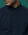 Shop Dark Blue Slim Fit Stretchable Knitted Shirt
