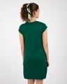 Shop Dark Forest Green Cap Sleeve Plain T-shirt Dress-Full