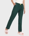 Shop Dark Forest Green Plain Pyjamas-Front