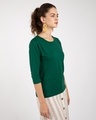 Shop Dark Forest Green Round Neck 3/4th Sleeve T-Shirt-Design