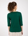 Shop Dark Forest Green Round Neck 3/4th Sleeve T-Shirt-Full