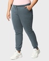 Shop Dark Grey Plus Size Casual Jogger Pants-Front