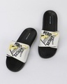 Shop Men's Black Dark knight Graffiti Comfysole Sliders-Front