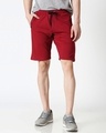 Shop Dark Maroon Zipper Shorts-Front