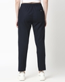 Shop Dark Navy Blue Casual Cotton Trouser-Full