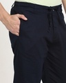 Shop Dark Navy Blue Casual Cotton Trouser