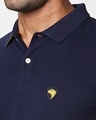 Shop Dark Navy-Cyber Yellow Contrast Collar Pique Polo T-Shirt